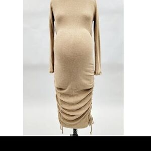 Elegant Tan Maternity Dress